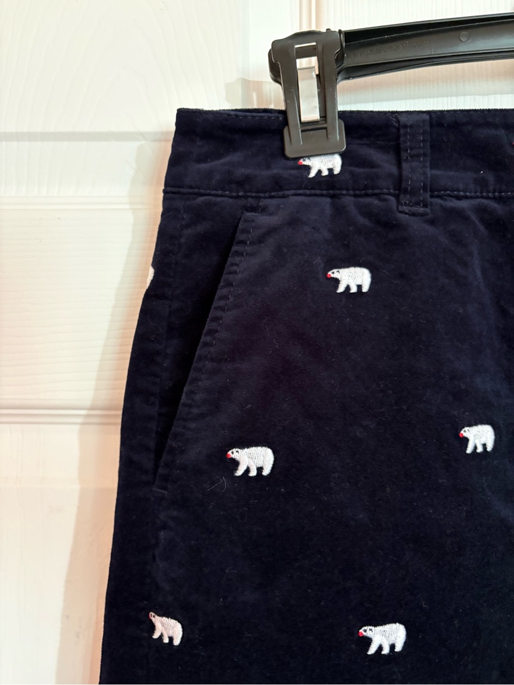 Talbots Navy Velvet A-Line Skirt with White Polar Bear Embroidery - Picture 3 of 5